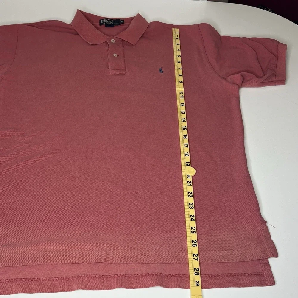 Polo Ralph Lauren Polo‎ Shirt XL Pink Faded Distressed Short Sleeve